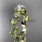 Unique 14kt yellow gold diamond flower, leaf and vine wedding ring, engagement ring ADLR223