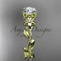 Unique 14kt yellow gold diamond flower, leaf and vine wedding ring, engagement ring ADLR223