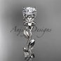 Unique 14kt white gold diamond flower, leaf and vine wedding ring, engagement ring ADLR223