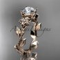 Unique 14kt rose gold diamond flower, leaf and vine wedding ring, engagement ring ADLR223