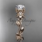 Unique 14kt rose gold diamond flower, leaf and vine wedding ring, engagement ring ADLR223