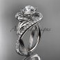 14kt white gold diamond engagement ring with a Forever One Moissanite center stone ADLR222