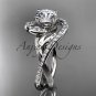 14kt white gold diamond engagement ring with a Forever One Moissanite center stone ADLR222