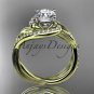 Unique 14kt yellow gold diamond leaf and vine wedding ring, engagement ring ADLR222