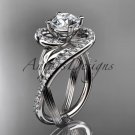 Unique platinum diamond leaf and vine wedding ring, engagement ring ADLR222