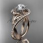 Unique 14kt rose gold diamond leaf and vine wedding ring,engagement ring ADLR222