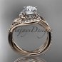 Unique 14kt rose gold diamond leaf and vine wedding ring,engagement ring ADLR222