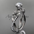 Unique platinum diamond flower, leaf and vine wedding ring, engagement ring ADLR221