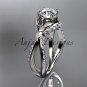 Unique 14kt white gold diamond flower, leaf and vine wedding ring, engagement ring ADLR218