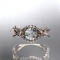 Unique 14kt rose gold diamond flower, leaf and vine wedding ring, engagement ring ADLR218
