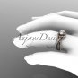 Unique 14kt rose gold diamond flower, leaf and vine wedding ring, engagement ring ADLR218