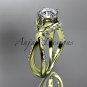 Unique 14kt yellow gold diamond flower, leaf and vine wedding ring, engagement ring ADLR218