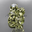 14kt yellow gold diamond floral wedding ring,engagement set ADLR216S
