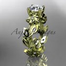14k yellow gold diamond floral leaf and vine wedding ring, engagement ring ADLR215