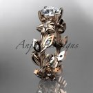 14k rose gold diamond floral leaf and vine wedding ring, engagement ring ADLR215