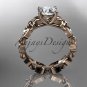 14k rose gold diamond floral leaf and vine wedding ring, engagement ring ADLR215