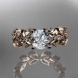 14k rose gold diamond floral leaf and vine wedding ring, engagement ring ADLR215