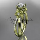 14kt yellow gold diamond leaf and vine wedding ring, engagement ring ADLR214