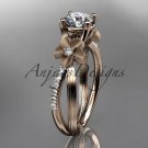 14kt rose gold diamond leaf and vine wedding ring, engagement ring ADLR214