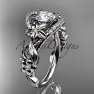 14k white gold flower diamond unique engagement ring ADLR211