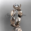 14kt rose gold diamond leaf and vine wedding ring,engagement ring ADLR100A