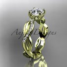 14kt yellow gold diamond leaf and vine wedding ring,engagement ring ADLR100A