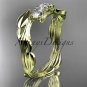 14kt yellow gold diamond leaf and vine three stone ring ADLR247
