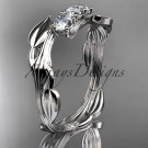 Platinum diamond leaf and vine three stone ring ADLR247