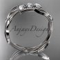 Platinum diamond leaf and vine three stone ring ADLR247