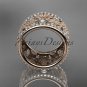 14k rose gold diamond flower wedding ring, engagement ring ADLR232
