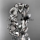 Platinum diamond leaf wedding ring,engagement ring, wedding band ADLR316