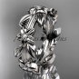 14kt white gold diamond leaf wedding ring, engagement ring, wedding band ADLR316