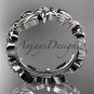 14kt white gold diamond leaf wedding ring, engagement ring, wedding band ADLR316