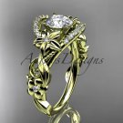 14k yellow gold flower diamond unique engagement ring ADLR211