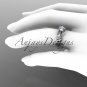Platinum diamond leaf and vine engagement ring ADLR209