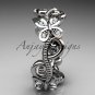 14kt white gold diamond floral butterfly wedding ring, engagement ring, wedding band ADLR138