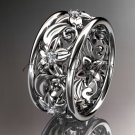 14kt white gold diamond leaf and vine wedding ring wedding band ADLR150