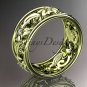 14kt yellow gold diamond leaf and vine wedding ring, wedding band ADLR150