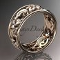 14kt rose gold diamond leaf and vine wedding ring, engagement ring ADLR150