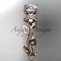 14kt rose gold diamond leaf and vine wedding ring, engagement ring. ADLR151. nature inspired jewelry