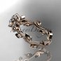 14kt rose gold diamond leaf and vine wedding ring, engagement ring. ADLR151. nature inspired jewelry