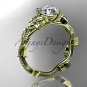14kt yellow gold diamond engagement ring. ADLR151. nature inspired jewelry