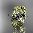 14kt yellow gold diamond flower, leaf and vine wedding ring,engagement ring,wedding band.ADLR161