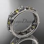 14kt white gold diamond engagement ring, wedding band. ADLR160 nature inspired jewelry