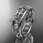 Platinum diamond leaf wedding ring,engagement ring, wedding band. ADLR160 nature inspired jewelry