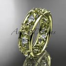 14kt yellow gold diamond engagement ring, wedding band. ADLR160 nature inspired jewelry