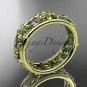14kt yellow gold diamond engagement ring, wedding band. ADLR160 nature inspired jewelry