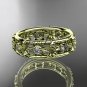 14kt yellow gold diamond engagement ring, wedding band. ADLR160 nature inspired jewelry