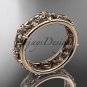 14kt rose gold diamond leaf wedding ring,engagement ring, wedding band. ADLR160