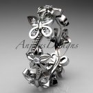 14kt white gold diamond floral butterfly wedding ring, engagement ring, wedding band ADLR139